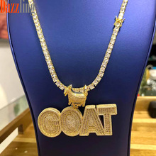 新款字母Goat吊坠项链镶钻欧美hiphop山羊个性潮人挂坠嘻哈饰品