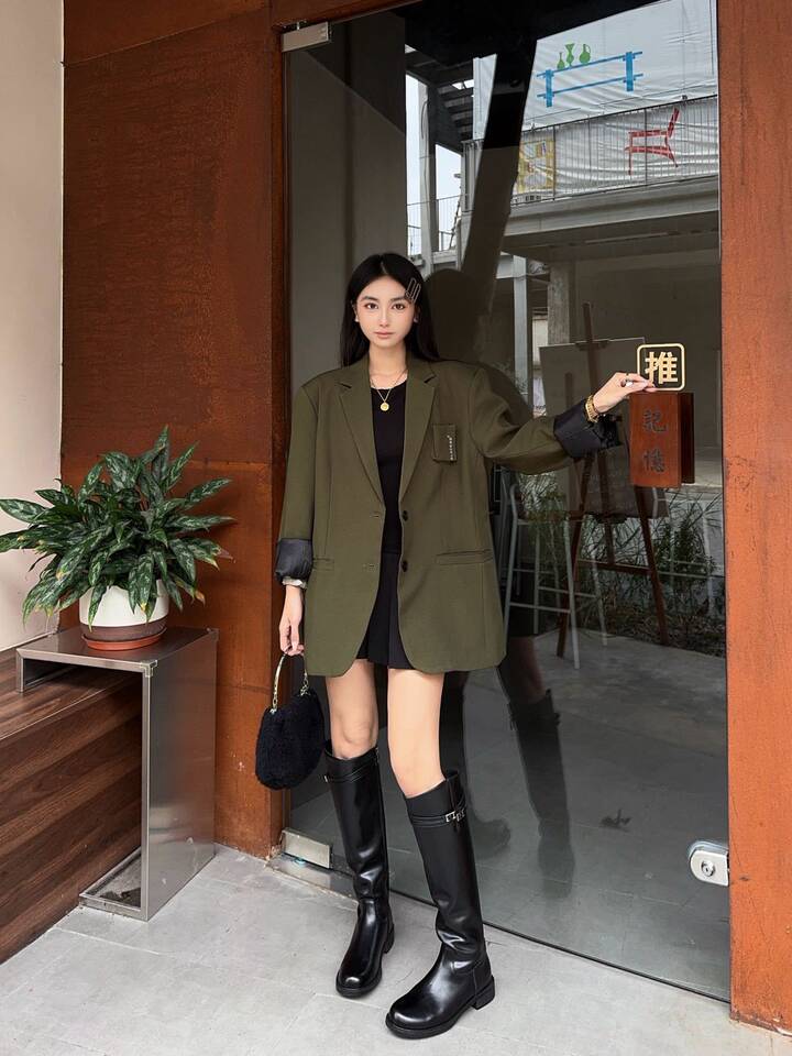Bốt cao cổ nữ da cừu phong cách Anh quốc, đế dày tôn dáng, gót siêu cao trên 8 cm — Màu đen [cộng với nhung], đen chi tiết 10