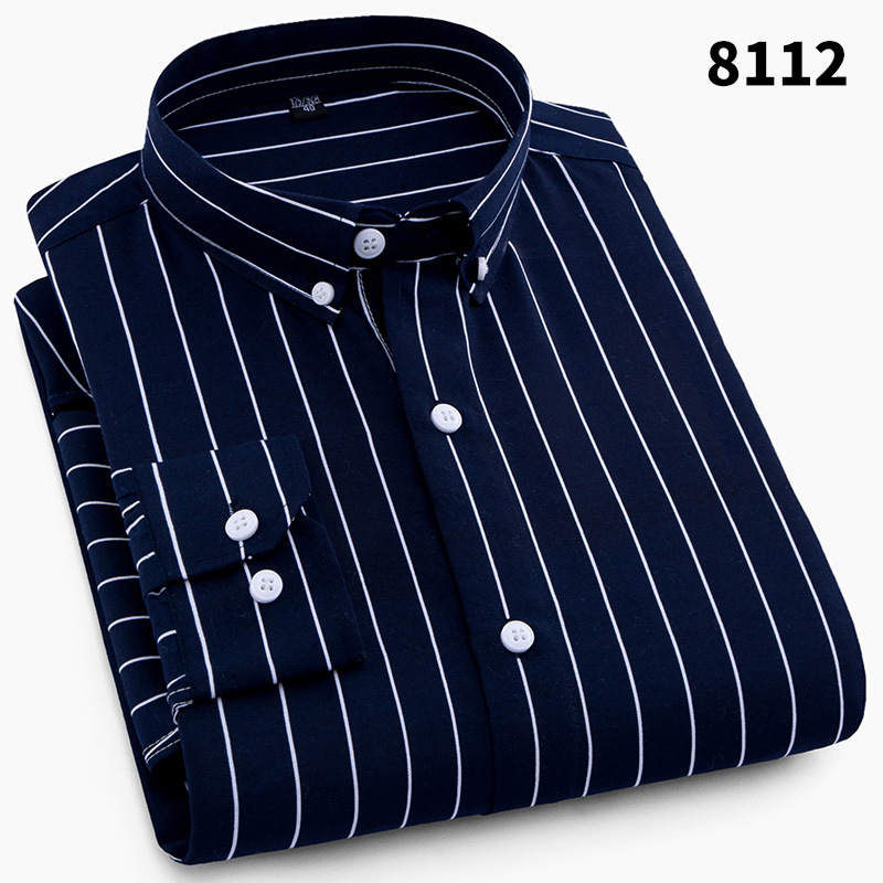 2025 Camisa de solapa de hombre de moda nueva transfronteriza Camisa de hombre de comercio exterior casual de negocios de rayas verticales frescas