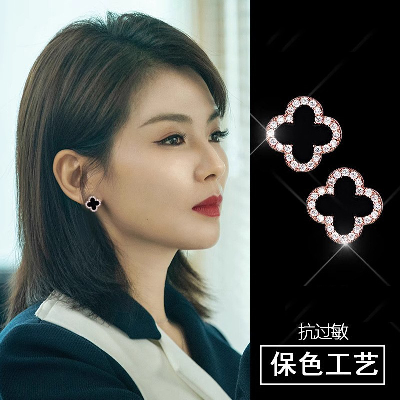 999 スターリングシルバー四つ葉のクローバーイヤリング女性の耳ピアスライト高級イヤリング 2025 新しいホットスタイルハイエンドイヤリング|undefined