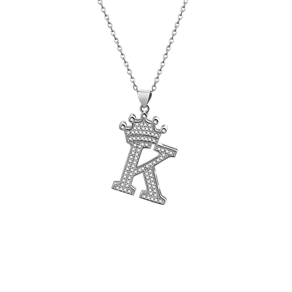 Stainless Steel Copper Simple Style Letter Crown Plating Inlay Zircon Pendant Necklace display picture 19