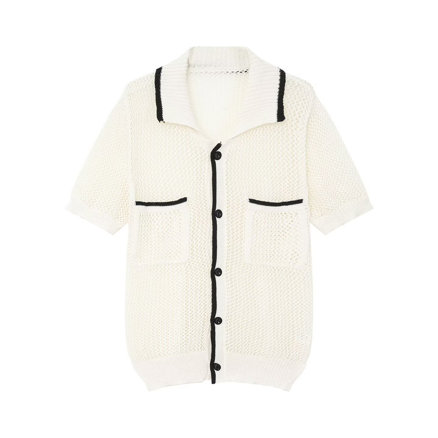 Polo camiseta de punto camiseta de manga corta camiseta con solapa cardigán hombre pequeño bolsillo de viento fragante viejo viento verano fábrica transfronteriza al por mayor