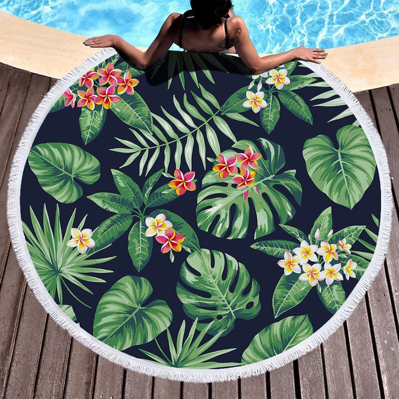 Bath Towel Round Beach Towel Thickened Absorbent Portable Large Size with Tassels Active Digital Quick-Drying Printed Bath Towel Wholesale