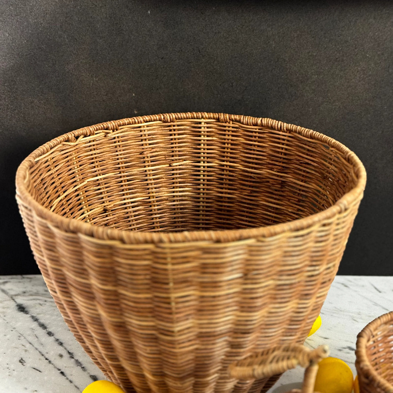 Decoración del hogar americano de caña limón cesta de almacenamiento de frutas tejidas a mano forma de paja cesta de almacenamiento de frutas