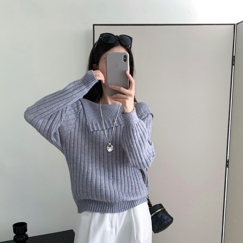 坑条一字肩打底毛衣女秋冬季大码胖mm百搭针织衫气质修身内搭上衣|undefined
