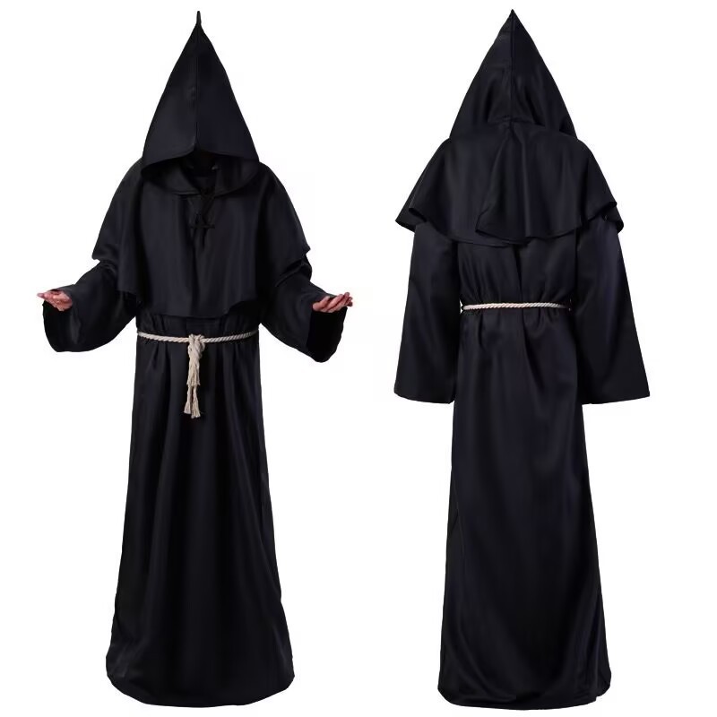 ハロウィンコスプレ中世マント僧侶衣装ウィザード修道士衣装司祭ローブフード付きマント|undefined