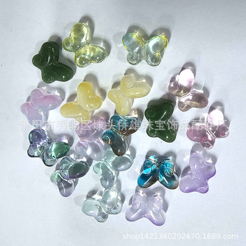 仿玉琉璃蝴蝶珠子 手工DIY古风发簪手链项链耳饰配件厂家直销