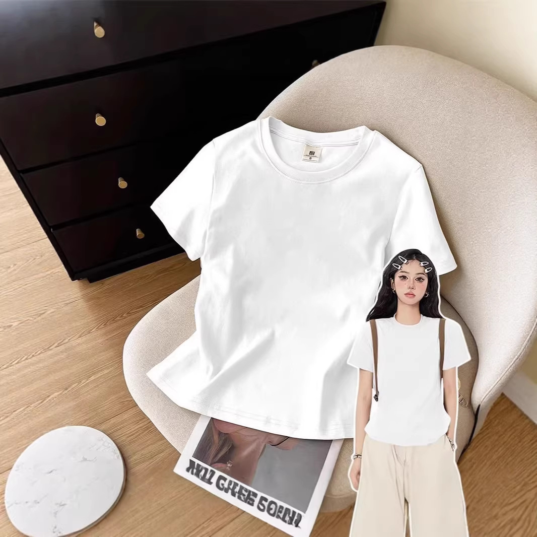 Korean-Style Design Short-Sleeve T-Shirt for Women, Summer Hot Item, Slim Fit, Simple and Versatile, Pure Desire Spicy Girl Top
