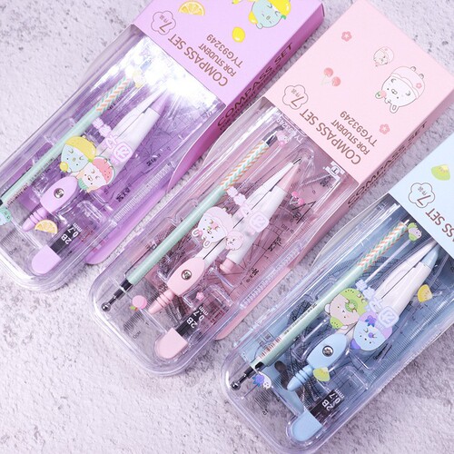 Tianzhuo new 93249 compass cartoon dumpling family mechanical pencil student drawing tool compass set