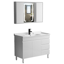 4TXN批发实木浴室柜组合推拉隐藏式折叠风水镜落地式卫生间组合一
