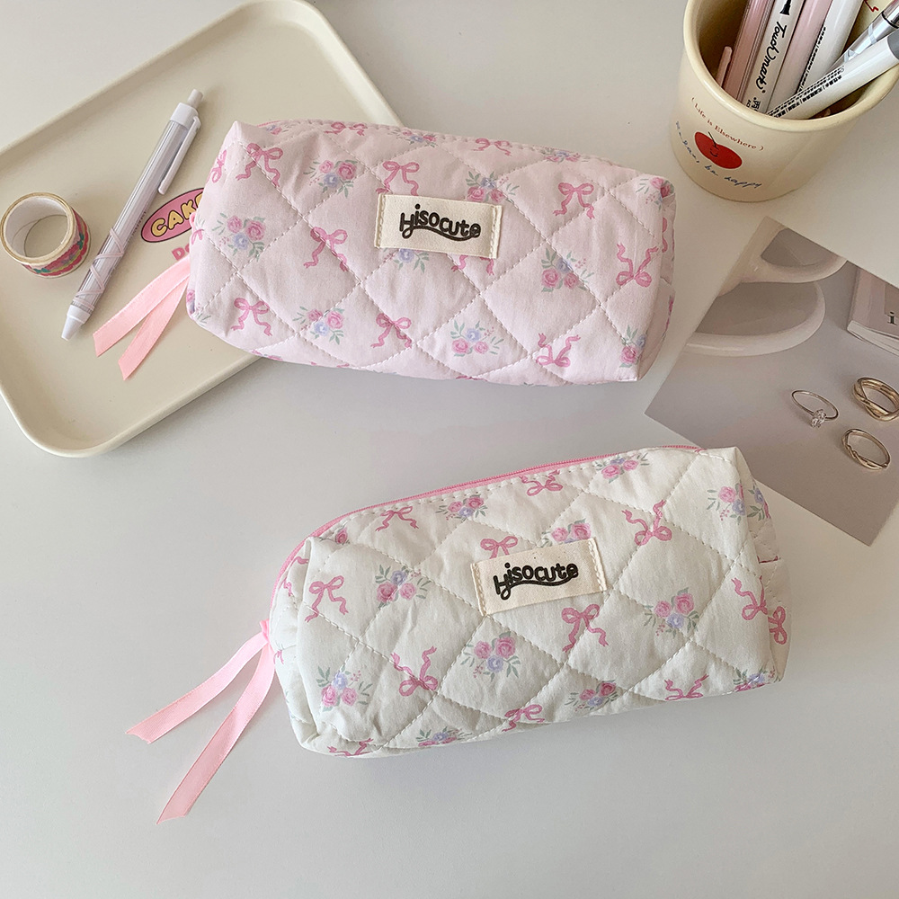 60g Weight Pencil Case Stationery Type 1 Piece Quantity Class, Learning, Graduation Occasion Cotton, Polyester Material Bow Knot Pattern Korean Style Style Bow Knot Cotton Polyester Class Learning Graduation Korean Style Pencil Case 3