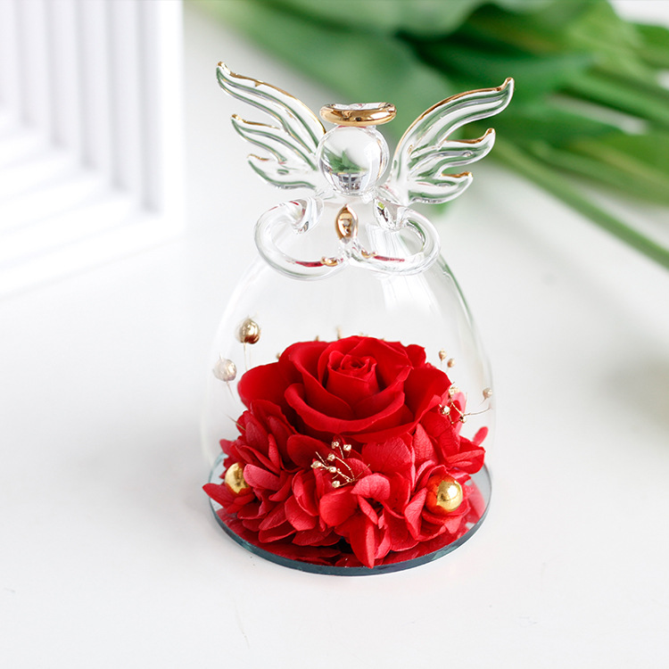 Mother's Day Gift Jewelry Box Gift Box Wholesale Valentine's Day Gift Rose Dried Flower Little Angel Everlasting Flower Finished Product