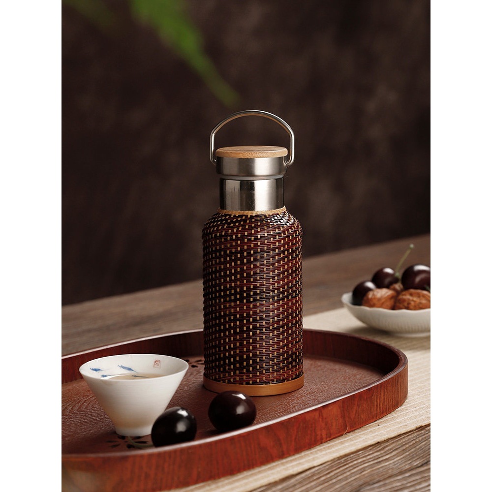 竹编保温杯焖茶水杯热水瓶开水壶小旅行便携杯子老式复古茶杯