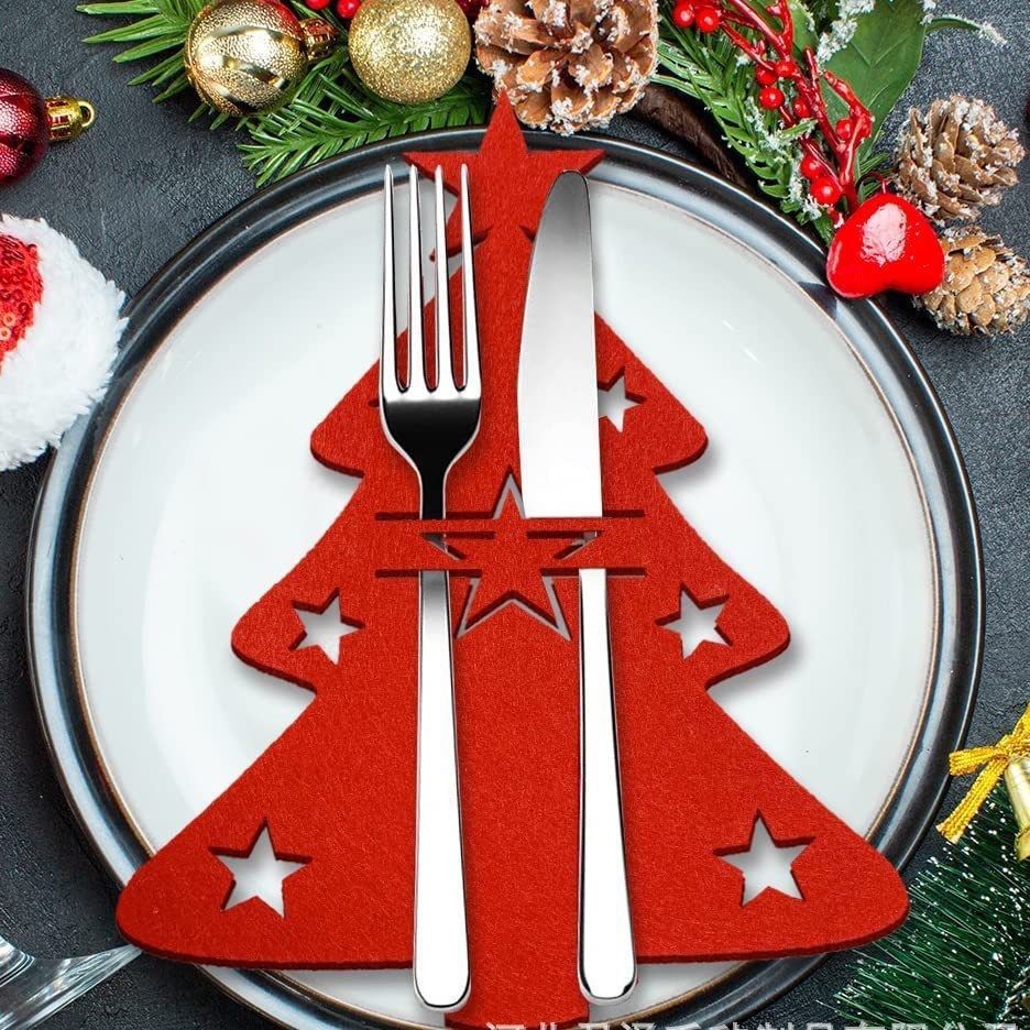 跨境现货毛毡圣诞刀叉袋 餐具包装袋 圣诞节餐具杯垫圣诞节装饰品