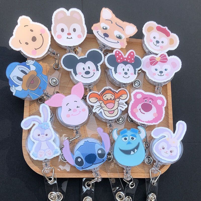 Wholesale Telescopic Easy-Pull Buckle Student Cartoon Name Tag Card Holder Clip Doctor Nurse Lanyard Work Id Buckle