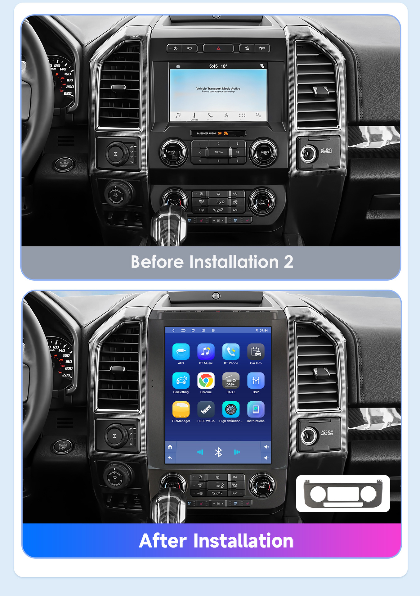 Foreign Trade 12.1inch Suitable for Ford Raptor F150 2015-2021 Vertical Screen Central Control Android Large Screen Navigation