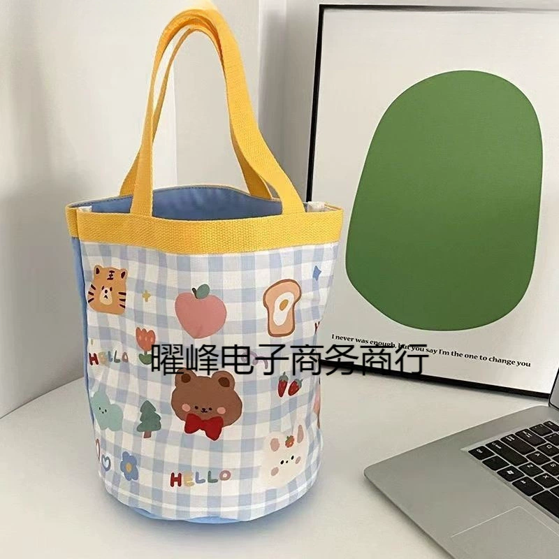 Милая иллюстрация, сумка-ведро, девчачья сумка для обеда для мамы, рабочая сумка-тоут, игривая холщовая сумка с граффити