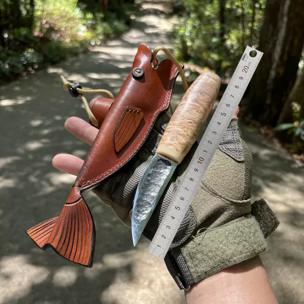 雅库特刀户外刀具露营北欧头层牛皮刀套小直刀手工生存刀锻打刀具