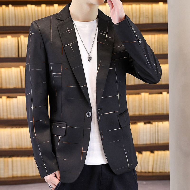 主推金线韩流修身帅气休闲商务青年小西服男单西外套|ru