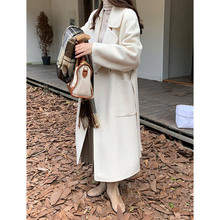 6667西服领暗扣双面手缝羊绒大衣女宽松通勤毛呢外套气质通勤风