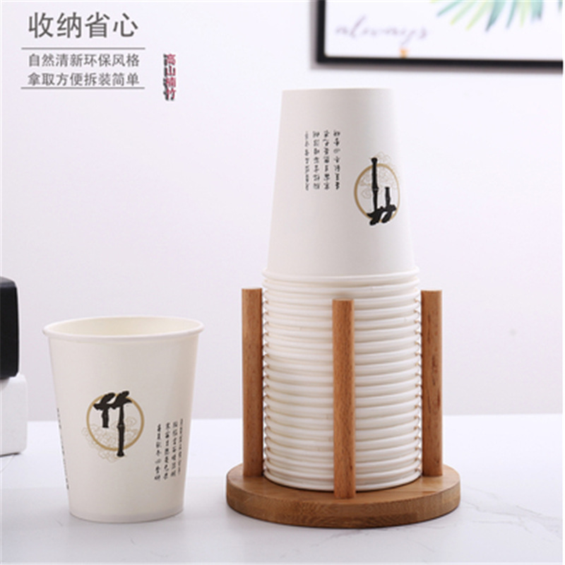 Portavasos de papel de bambú dispensador de agua para el hogar leche té cafetería portavasos desechables Barra de almacenamiento de escritorio comercial