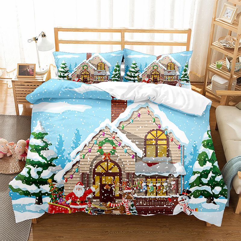 Christmas sled series three down duvet cover, matte four two piece set, customizable_voghion.com