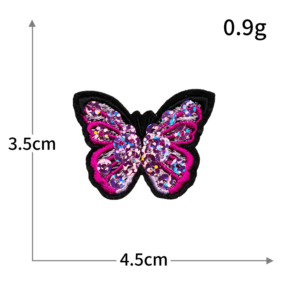 Pegatinas de tela de bordado de mariposa de color, sin costura, bordado por computadora, accesorios de ropa de bricolaje, pegatinas decorativas, pegatinas de parche, personalización al por mayor