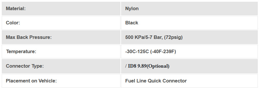 Car Fuel Line Quick Hose Connector Id8 9.89 Nylon Oil Pipe Connection Disconnect Release Hose 90 Degrees