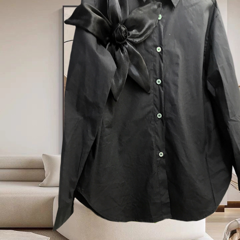 Dámské oblečení Velký květinový vzor Jarní nová košile s dlouhým rukávem pro ženy univerzální dojíždění jednořadý jednobarevný dámský top_voghion.com