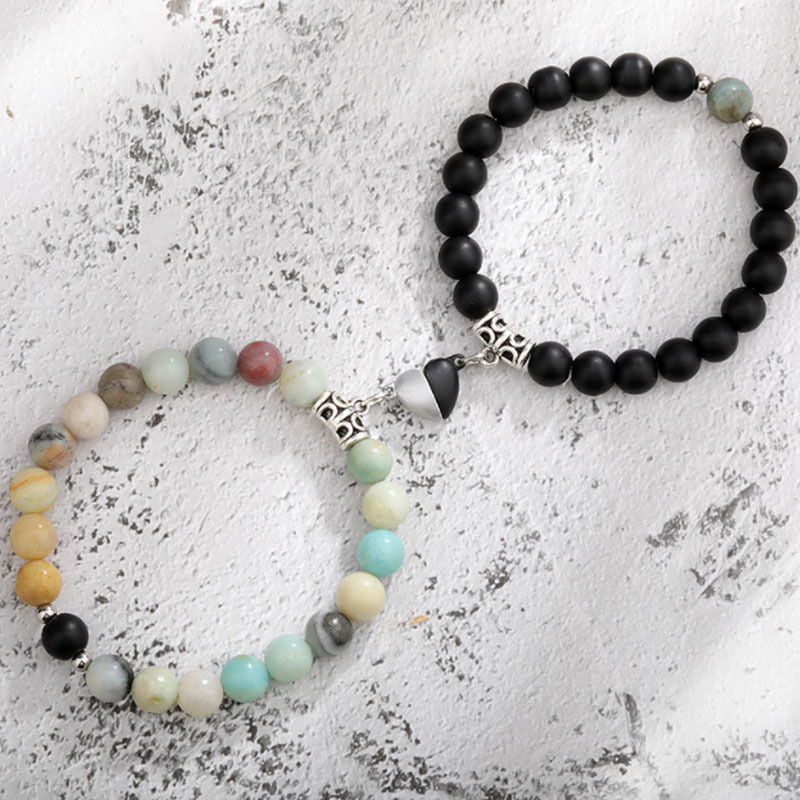 2 pièces nouveau produit lancé Qixi amoureux bracelet en pierre volcanique œil de tigre magnétique_voghion.com