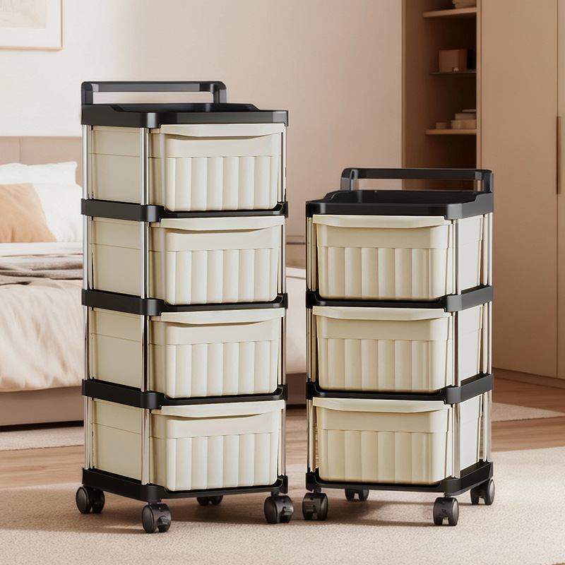 Drawer-Type Sandwich Trolley Household Storage Rack with Pulleys Bathroom Kitchen Snack Multi-Layer Storage Rack