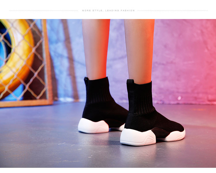 Elastic sock shoes women's 2022 spring new INS influencer Korean version of ulzzang casual sneakers flying woven sock boots_voghion.com