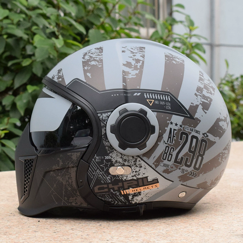 К Cyril ретро-штамп шлем четырех времен черный воин Harley полубhelmet комбинированный шлем мотоцикла полный шлем мужской локомотив сертификация 3C