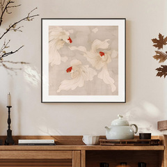《年年有鱼》中古风客厅艺术挂画新中式寓意好玄关装饰画金鱼国画