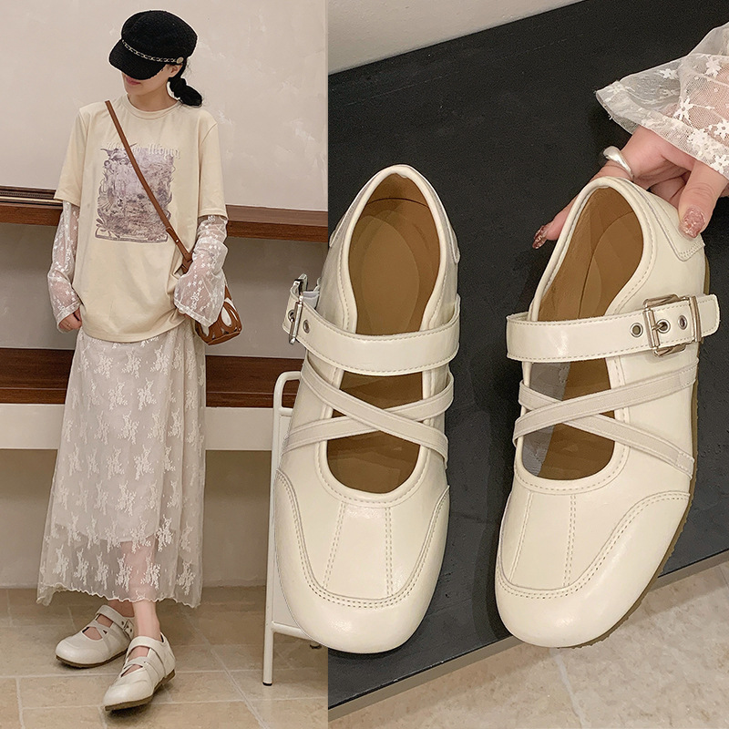 Zapatos de ballet retro con suela blanda con hebilla interior, zapatos Marysen, 2026 nuevos zapatos casuales de un solo pie
