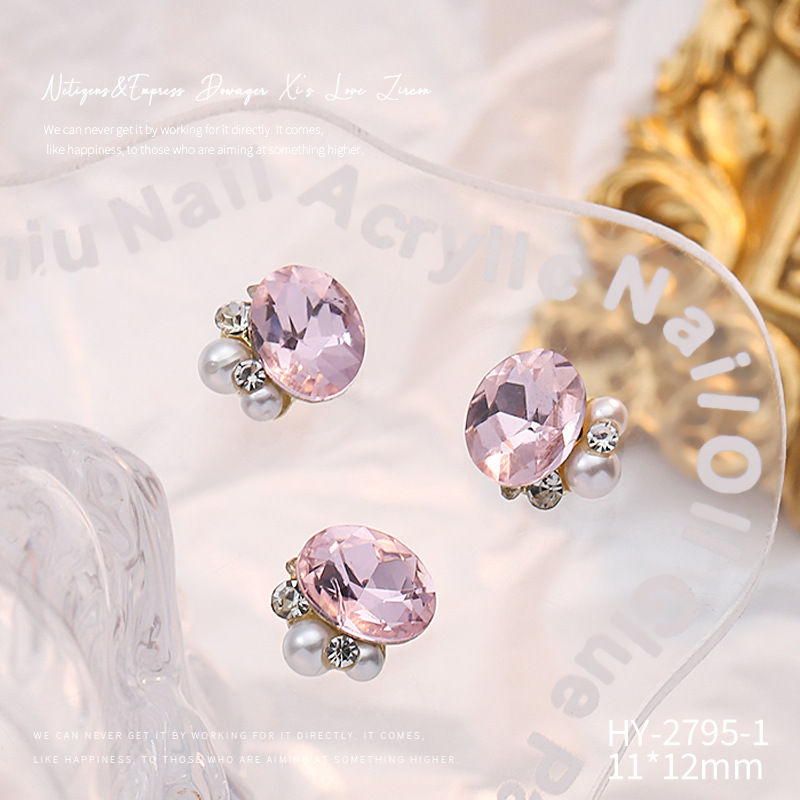 Celebridad en línea Maillard joyería de uñas de cristal pila diamante producto terminado flash torcido corazón grasa cuadrado hecho a mano perla joyería de uñas