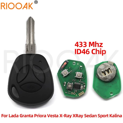 Suitable for Lada 433 Frequency Id46 Chip Car Key Straight Remote Control Key 3 Keys