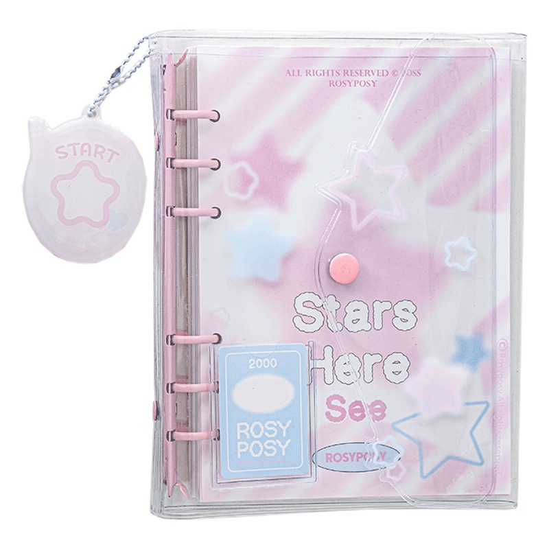RosyPosy Soft set Girl Heart Star Book botón a presión libro de hojas sueltas viene con almacenamiento Goo libro de mano Notebook image 1
