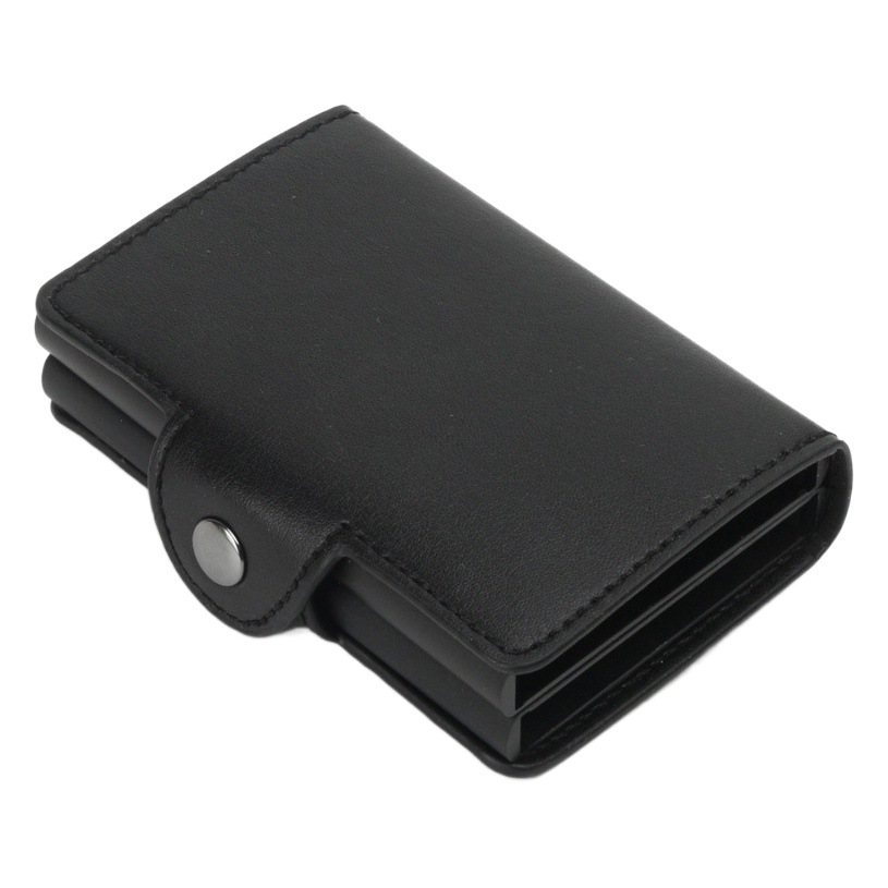 Comercio exterior transfronterizo RFID titular de la tarjeta de metal de aluminio de doble capa PU caja de tarjeta cardwallet anti-desgaussing láser LOGO