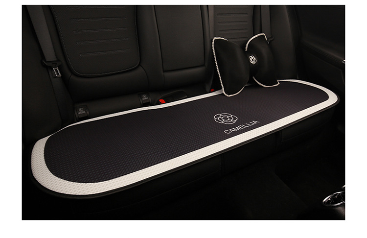 Camellia Car Cushion Universal Four Seasons Black Seat Cushion Fabric Seat Cover Half Bag Seat Cover Car Non-Slip Car Cushion