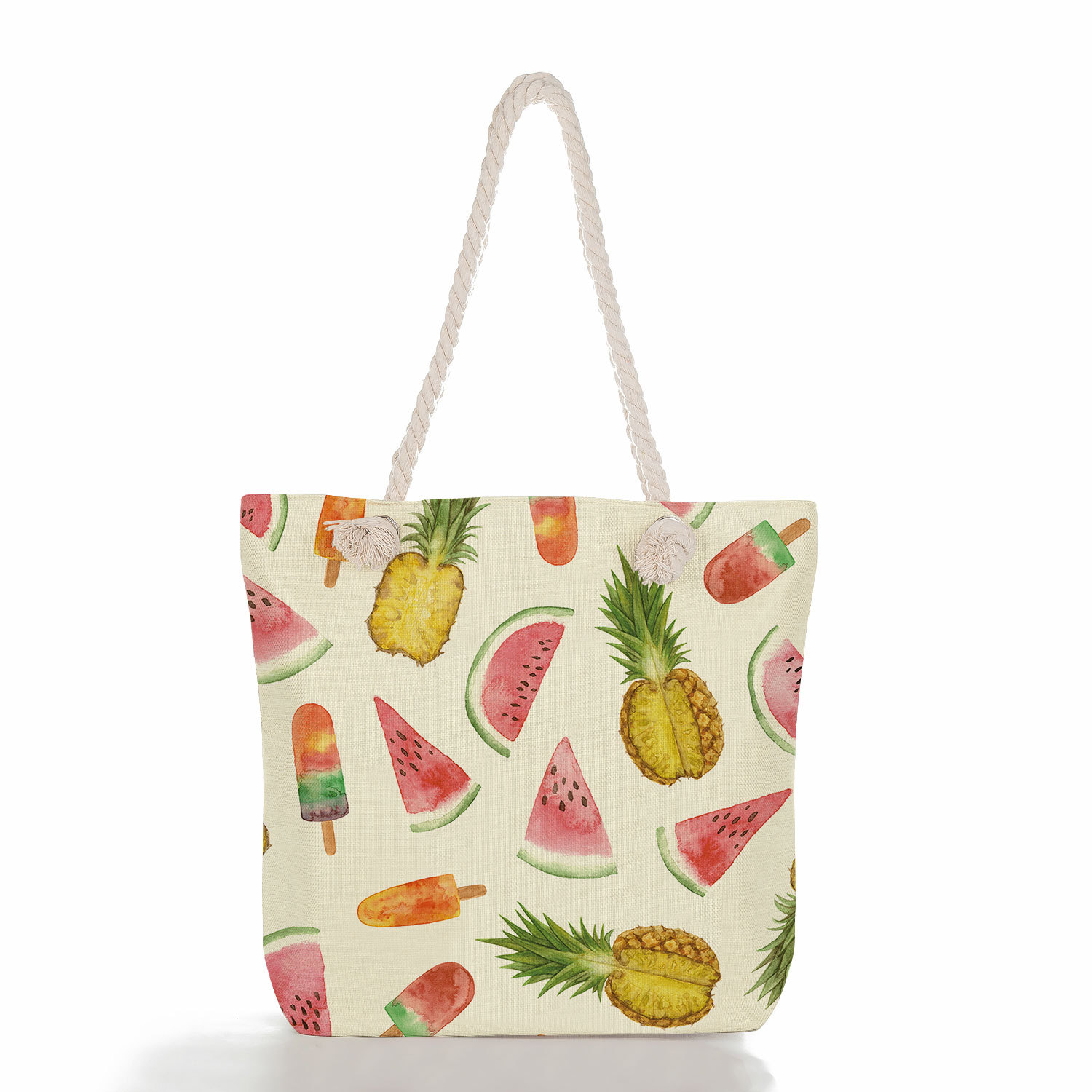Women's Cotton And Linen Fruit Strawberry Cute Square Zipper Tote Bag display picture 19