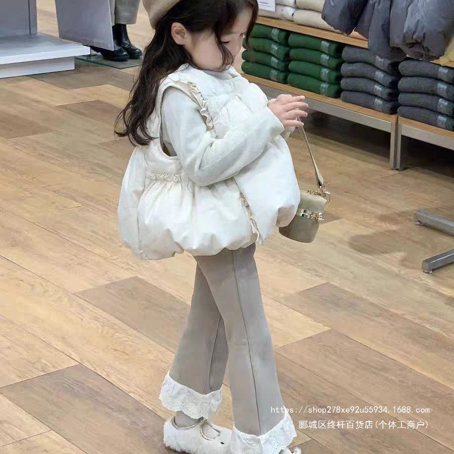 女童冬季羽绒棉马甲可爱宝宝洋气外穿公主风马甲超萌外出保暖冬装
