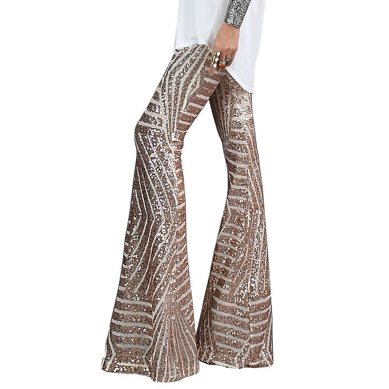 2025 European and American Cross-Border Summer Flared Pants with Sequins, Elegant and Slim Straight Wide-Leg Trousers