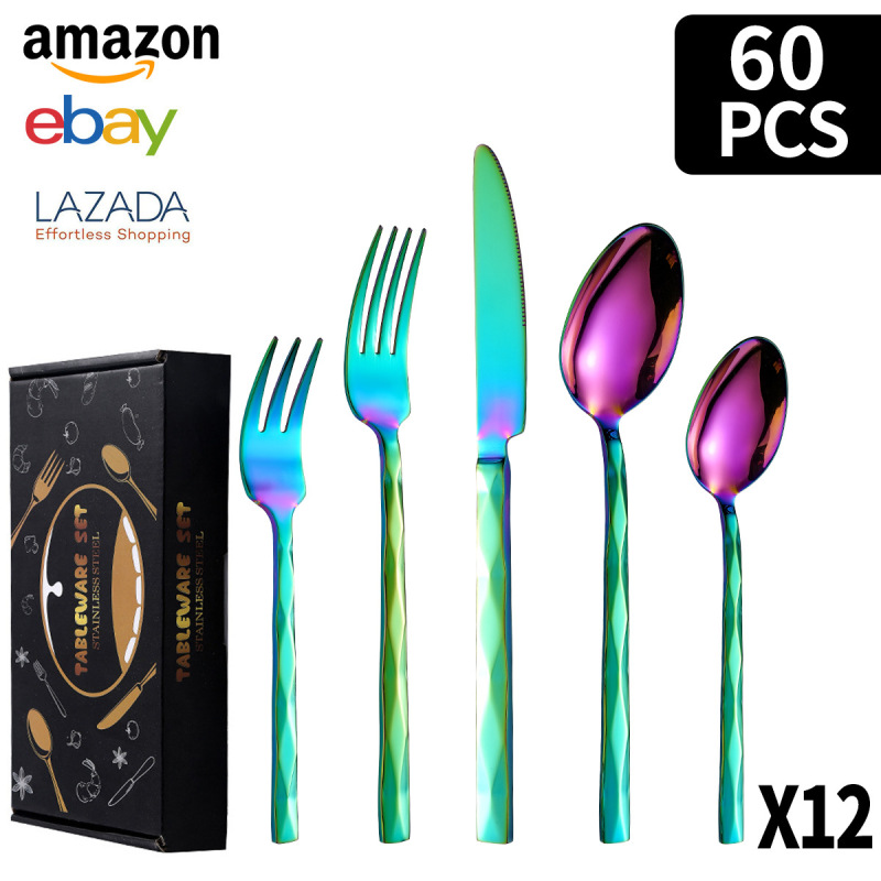 新型国境を越えたアマゾンステンレス食器ナイフとフォークスプーン5個セットの西洋食器20/40/60個セット|undefined