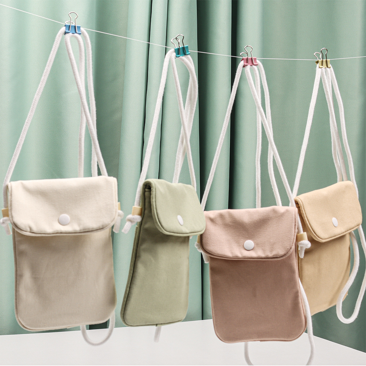 Large canvas urban minimalist mini phone bag/shoulder bag/crossbody phone pouch 2024 macaron colors portable