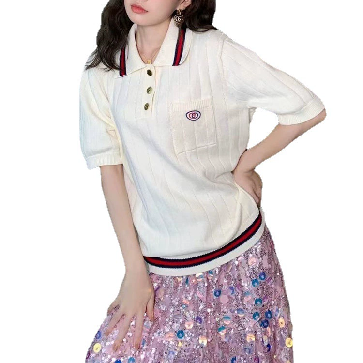 Женская летняя трикотажная блузка с рукавом три четверти, универсальная, в корейском стиле, коллекция 2023 года, новинка, хит продаж, в студенческом стиле.