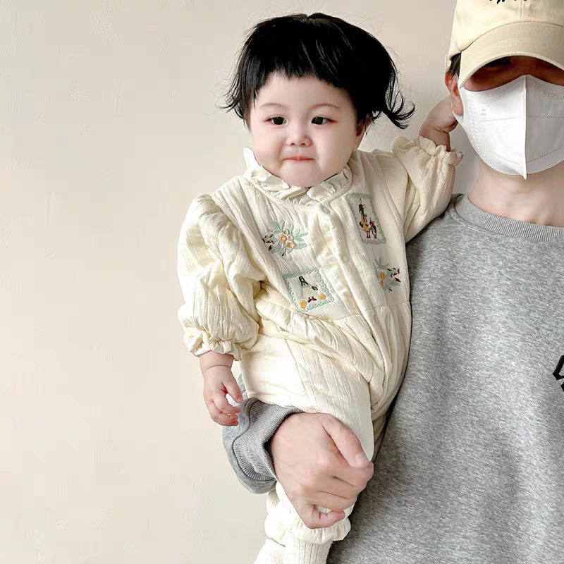 Ropa de bebé, ropa de otoño e invierno, mamelucos para bebés, princesa infantil, ropa acolchada de algodón, mameluco de invierno