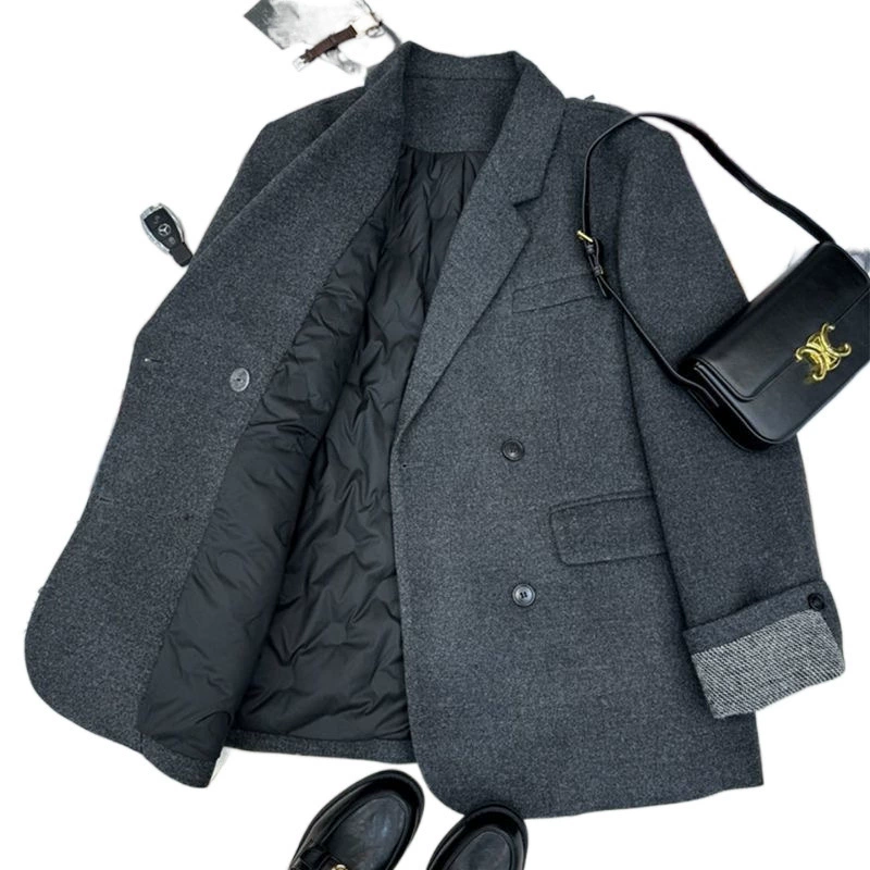 Костюм (Suit), демисезонная куртка с пухом, бархатная подкладка, для подростков, увеличенная толщина, пух-пух 다운