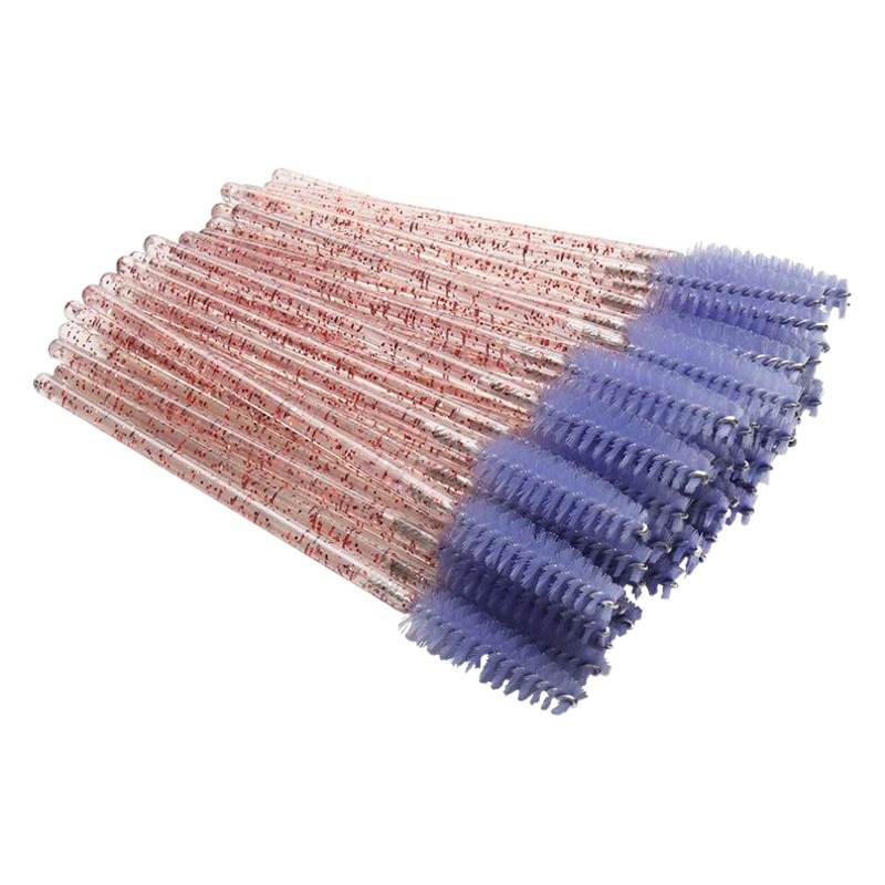 Cross-Border Supply of 50 Crystal-Handle Eyelash Brushes, Dual-Purpose Disposable Nylon Hair Eyelash Combs and Eyebrow Brushes
