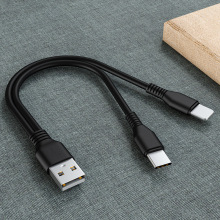 usb一拖二數據線二合一適用蘋果安卓typec手機雙頭充電線20厘米